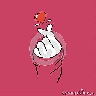 Hands clicking fingers and heart, vector illustration Vector Illustration