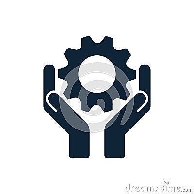 Hands with cog wheel or gear icon Vector Illustration