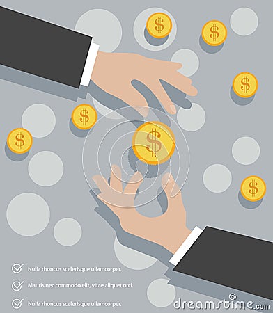 Hands Coins Vector Illustration