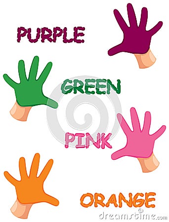 Hands colours with letters Vector Illustration
