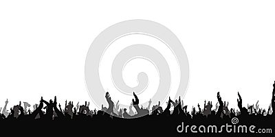 Hands at the concert, silhouettes against stage lighting. Isolated on white background. Vector Illustration