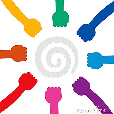 Hands Connecting Concept,Group of Holding handle in a circle the summit workers are meeting in the same power room Vector Illustration