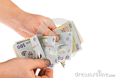 Hands counting money Stock Photo