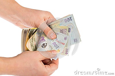 Hands counting money Stock Photo