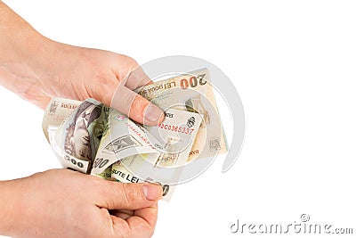 Hands counting money Stock Photo