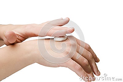 Hands cream side Stock Photo