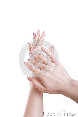 Hands with cream Stock Photo