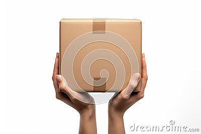 hands delivery holding box for express Stock Photo