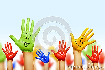 Hands of different colors Cartoon Illustration