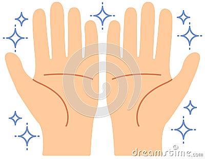 Hands disinfected or washed with soap. Vector Illustration