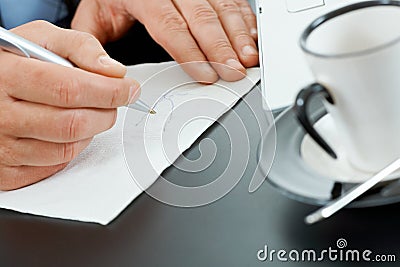 Hands drawing graph Stock Photo
