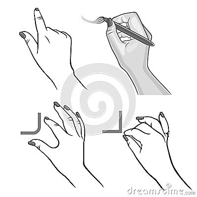 Hands drawing process Vector Illustration