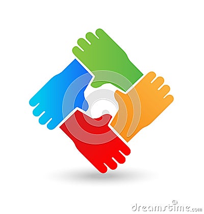 Hands embracing each other, teamwork, unity, peace, icon vector Vector Illustration