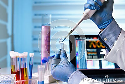 Hands of engineer genetic working in laboratory Stock Photo