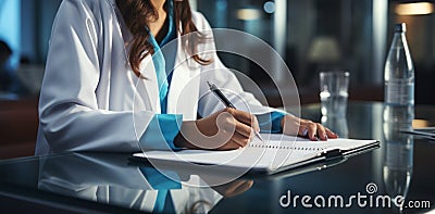 Hands of a female medical professional jotting patient symptoms, emphasizing diligent care Stock Photo