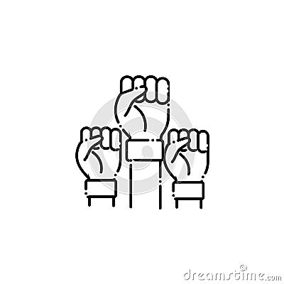 Hands fist vote line style icon Vector Illustration