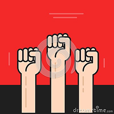 Hands with fists raised up vector, symbol of protest, revolution Vector Illustration