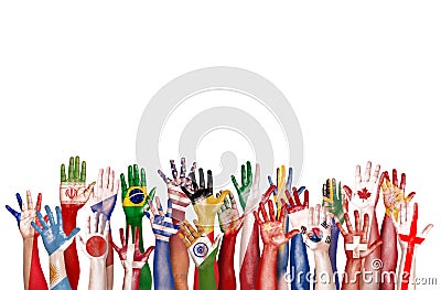 Hands Flag Symbol Diverse Diversity Ethnic Ethnicity Unity Concept Stock Photo