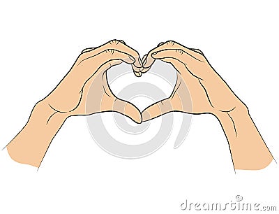 Hands folded in the shape of a heart Vector Illustration