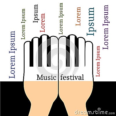 Hands in the form piano keys with copyspace for text Vector Illustration