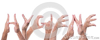 Hands form the word hygiene Stock Photo