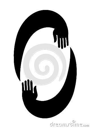 Hands formed in the frame. Black silhouettes of hands in flat style Vector Illustration