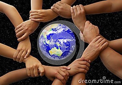 Hands Framing the Earth Stock Photo