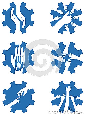 Hands in gear Vector Illustration