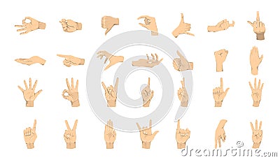 Hands gestures set. Vector Illustration