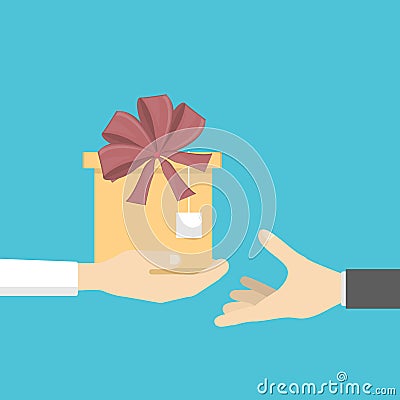 Hands giving gift. Vector Illustration