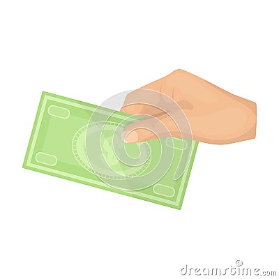 Hands giving money icon in cartoon style isolated on white background. Vector Illustration