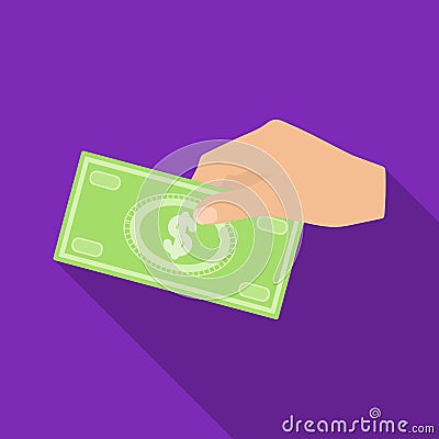 Hands giving money icon in flate style isolated on white background. Charity and donation symbol stock vector Vector Illustration