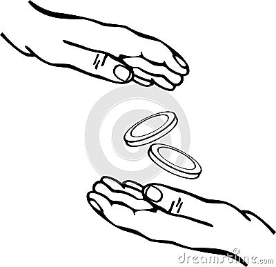 hands giving and receiving money vector Vector Illustration