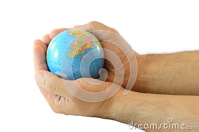 Hands with globe Stock Photo