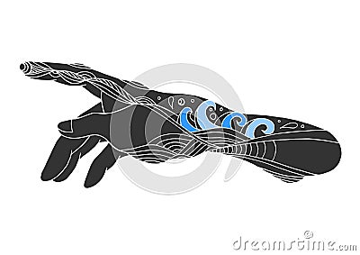 Hands of god, vector hand drawn design illustration Vector Illustration