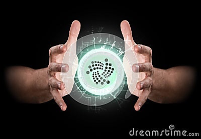 Hands Grasping Cryptocurrency Stock Photo