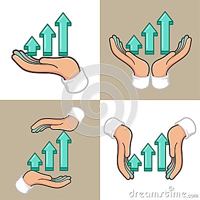 hand holding increasing sales growth chart business concept Vector Illustration