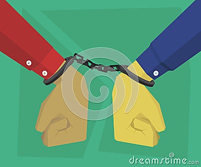 Hands handcuffed offenders with the police Vector Illustration