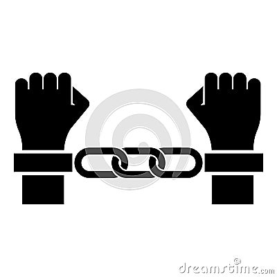 Hands in handcuffs Criminal concept Arrested punishment Bondage convict icon black color vector illustration image flat style Vector Illustration