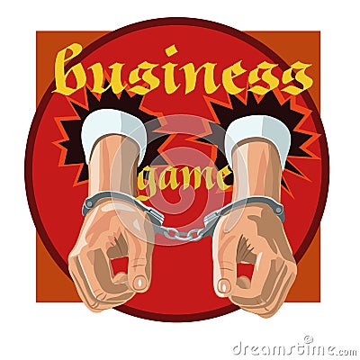 Hands handcuffs a dependent player business game Stock Photo