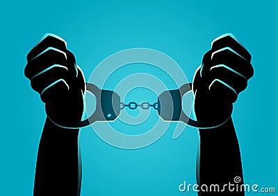 Hands in handcuffs Vector Illustration