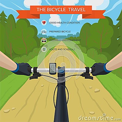 Hands on the handlebar of a bicycle Vector Illustration