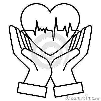 Hands with heart cardiology Vector Illustration