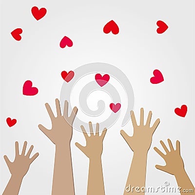 Hands and heart donation donor concept.Icon of kindness and charity.Vector illustration Cartoon Illustration