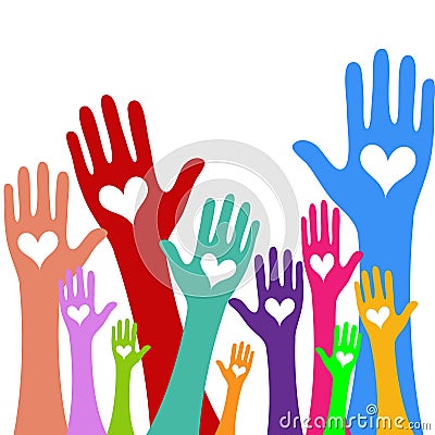 Hands and heart donation donor concept. Icon of kindness and charity vector valentine day Vector Illustration