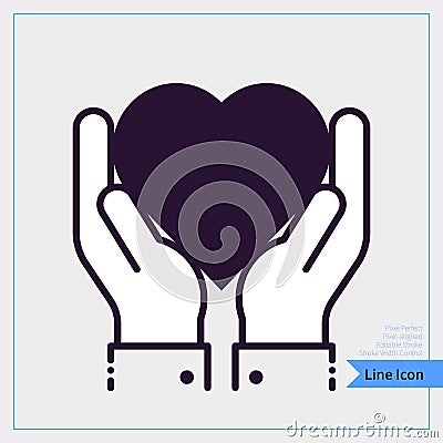 Hands and Heart Icons. Professional, Pixel-aligned, Pixel Perfect, Editable Stroke, Easy Scalablility Vector Illustration