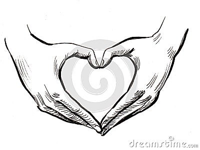 Hands and heart Cartoon Illustration