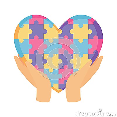 hands with heart puzzles Vector Illustration