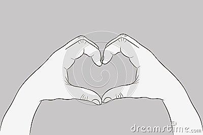 Hands in heart shape. Gesture of love sign. Vector. Vector Illustration