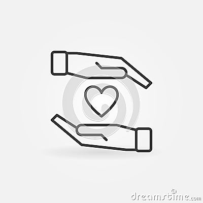 Hands with heart vector icon in thin line style Vector Illustration